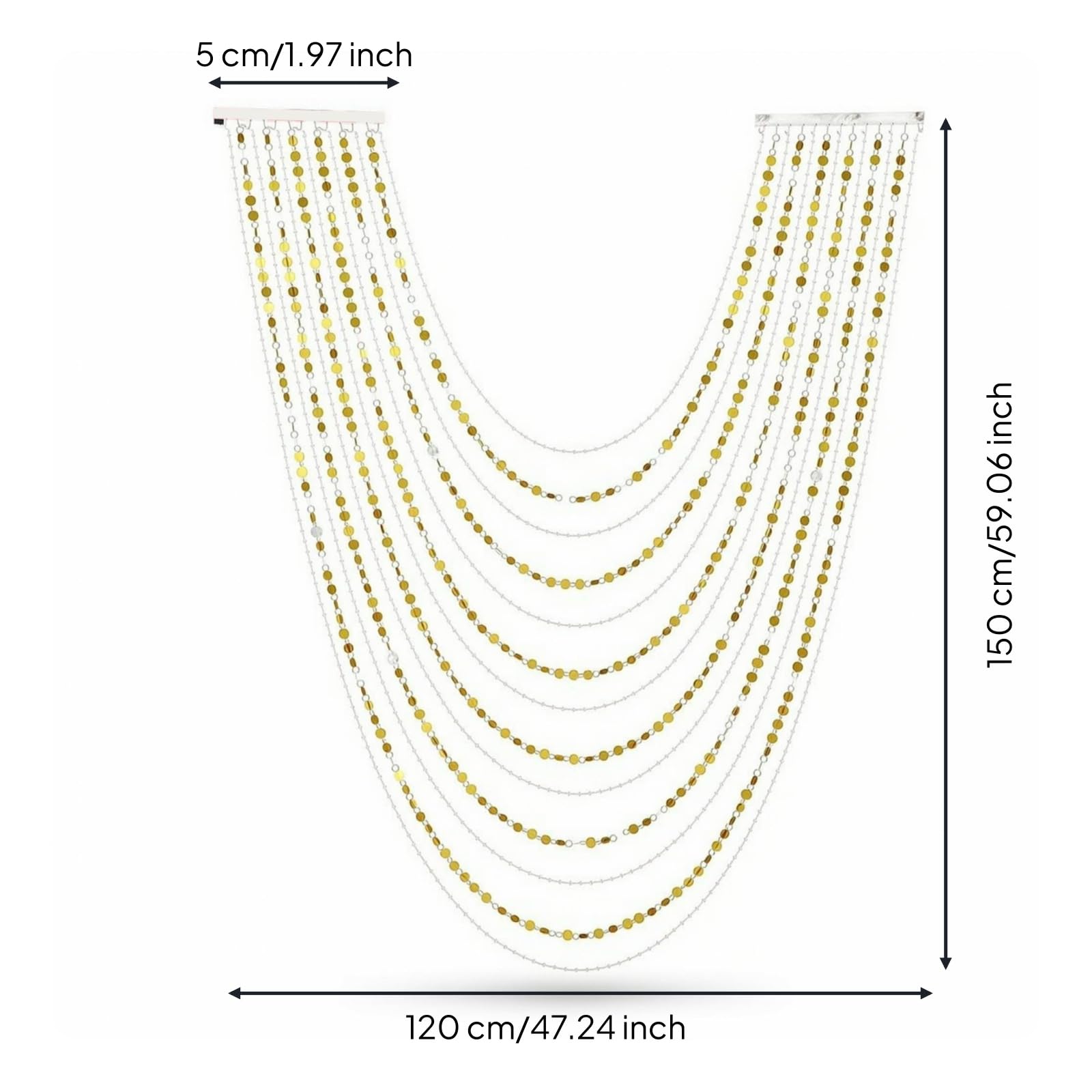 Rideau de Plafond Événement Toile de, Hauteur Maximale 1 Mètre, Largeur Réglable, Perles De Terre