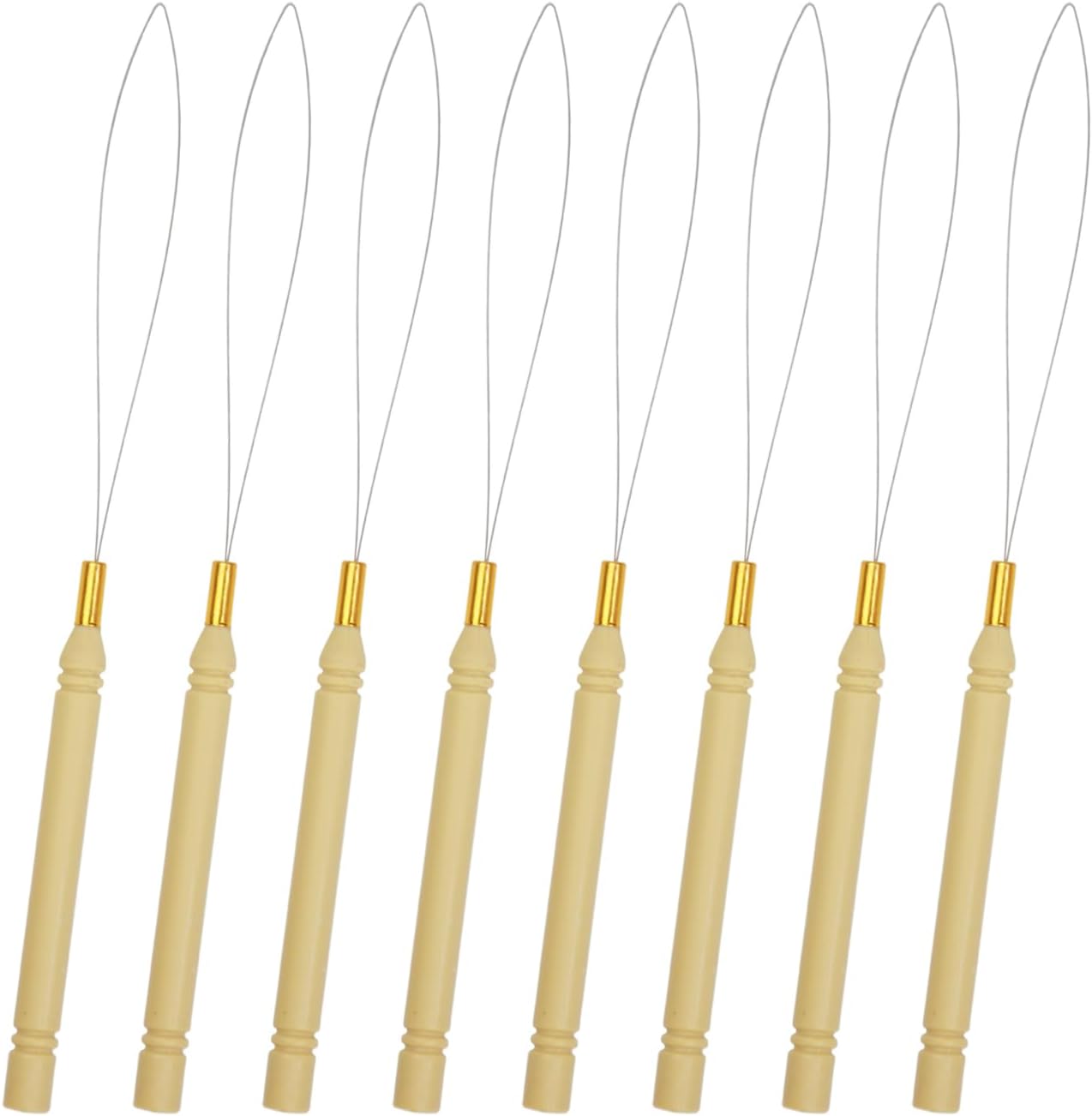 8 Pcs Hair Extension Loop Threader Pulling Hook Tools Micro Loop Nano Beads Device Tool Needle Threader Tool for Hair Extensions or Feather Extensions