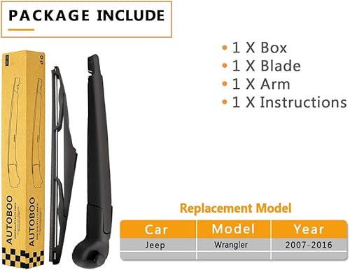 Miniatura 8 de Reemplazo de la cuchilla del brazo del limpiaparabrisas trasero para Jeep Wrangler JK 2007-2017 -Accesorios de fábrica OEM