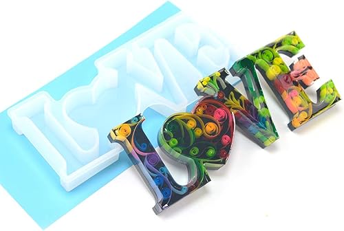 Miniatura 2 de FineInno Moldes de silicona grandes para resina, letrero de palabra de amor para resina epoxi, manualidades, hacer pasteles, decoración del hogar