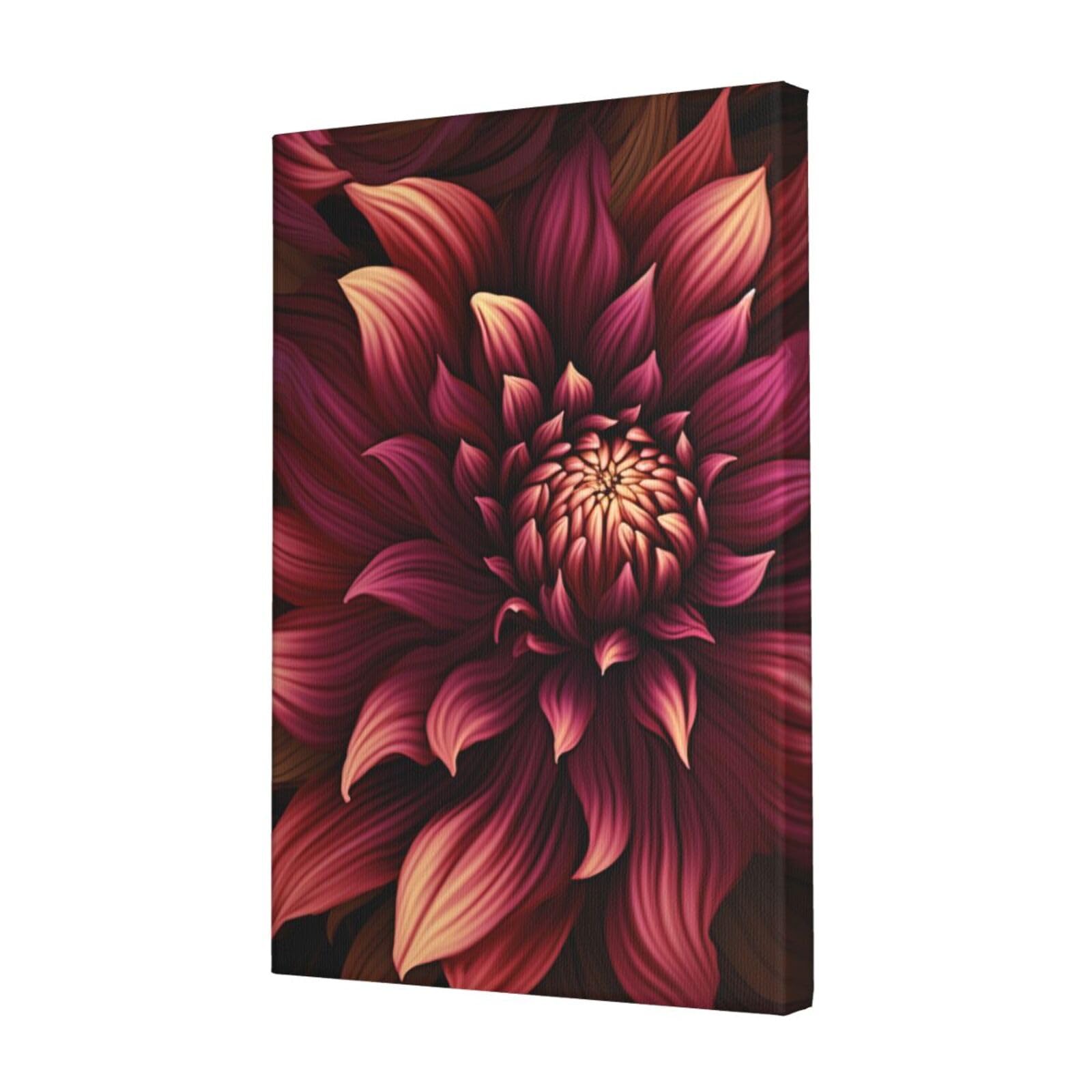 FodPand Wine Red Artistic Flower Canvas Wall Art for Living Room Wall Decor 12"x18" Modern Artwork Painting Pictures Hanging Canvas Prints Aesthetic Wall Art for Bedroom Bathroom Office Wallart Decor