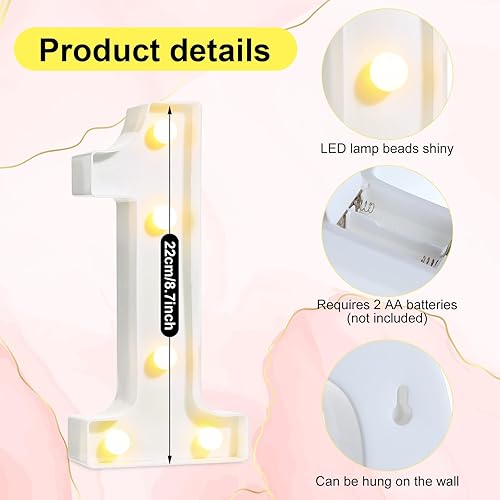 Miniatura 3 de Treela Números decorativos de cumpleaños de 8.7 pulgadas, letrero de número de marquesina con purpurina para decoración de fiesta de cumpleaños,