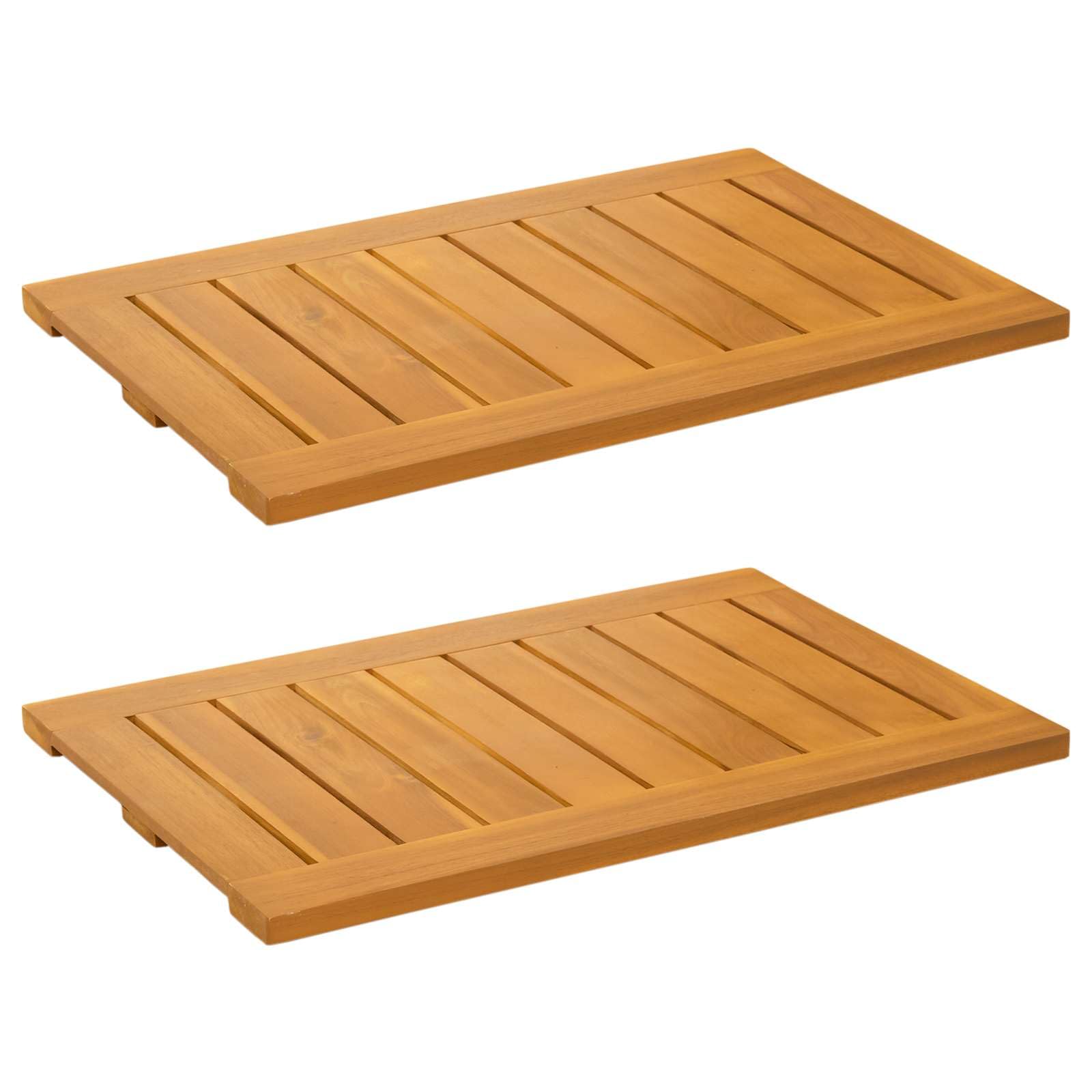 Tapis de bain décoratif en bois lisse marron uni haut de gamme