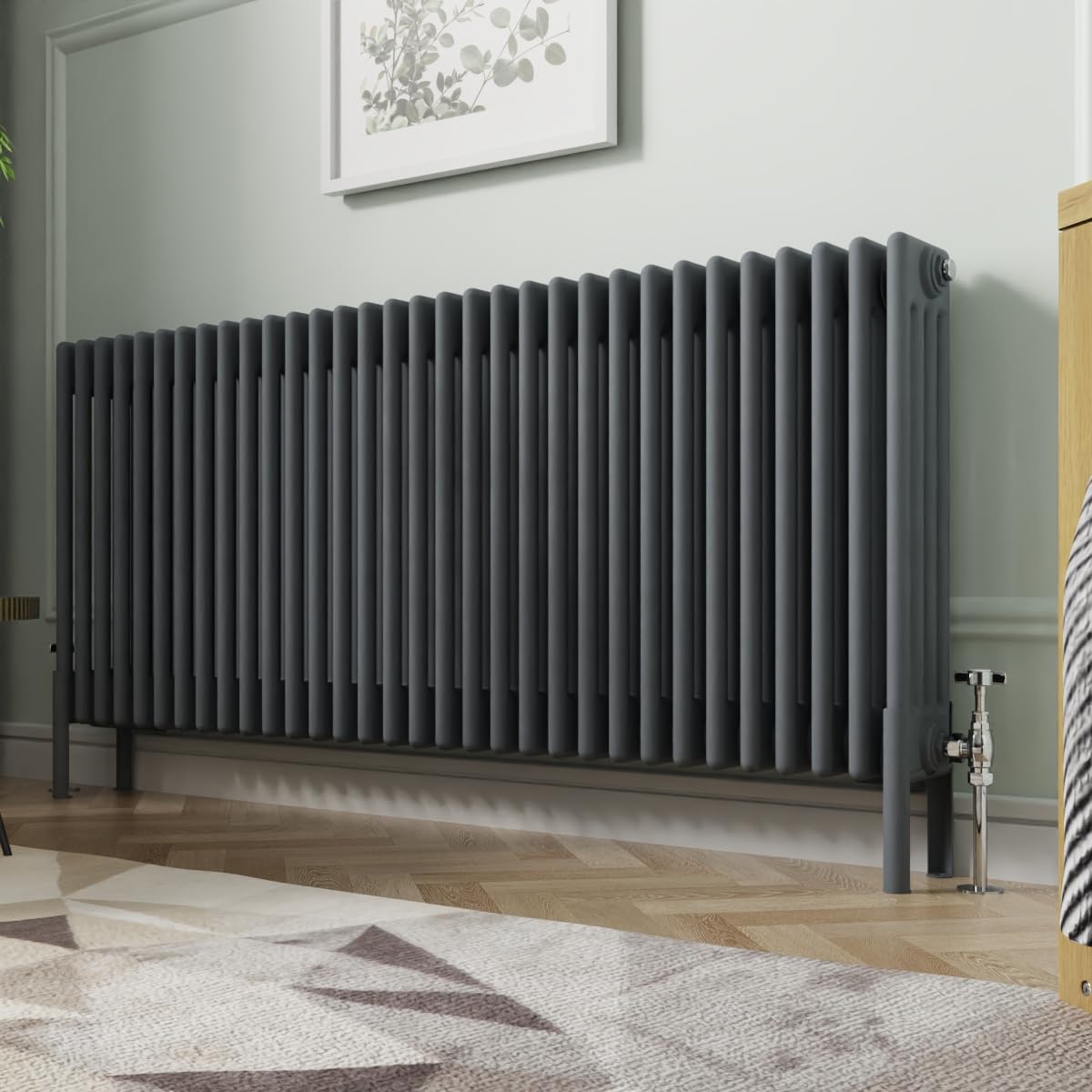 NRG 600x1460mm Anthracite Cast Iron Radiator 4 Column