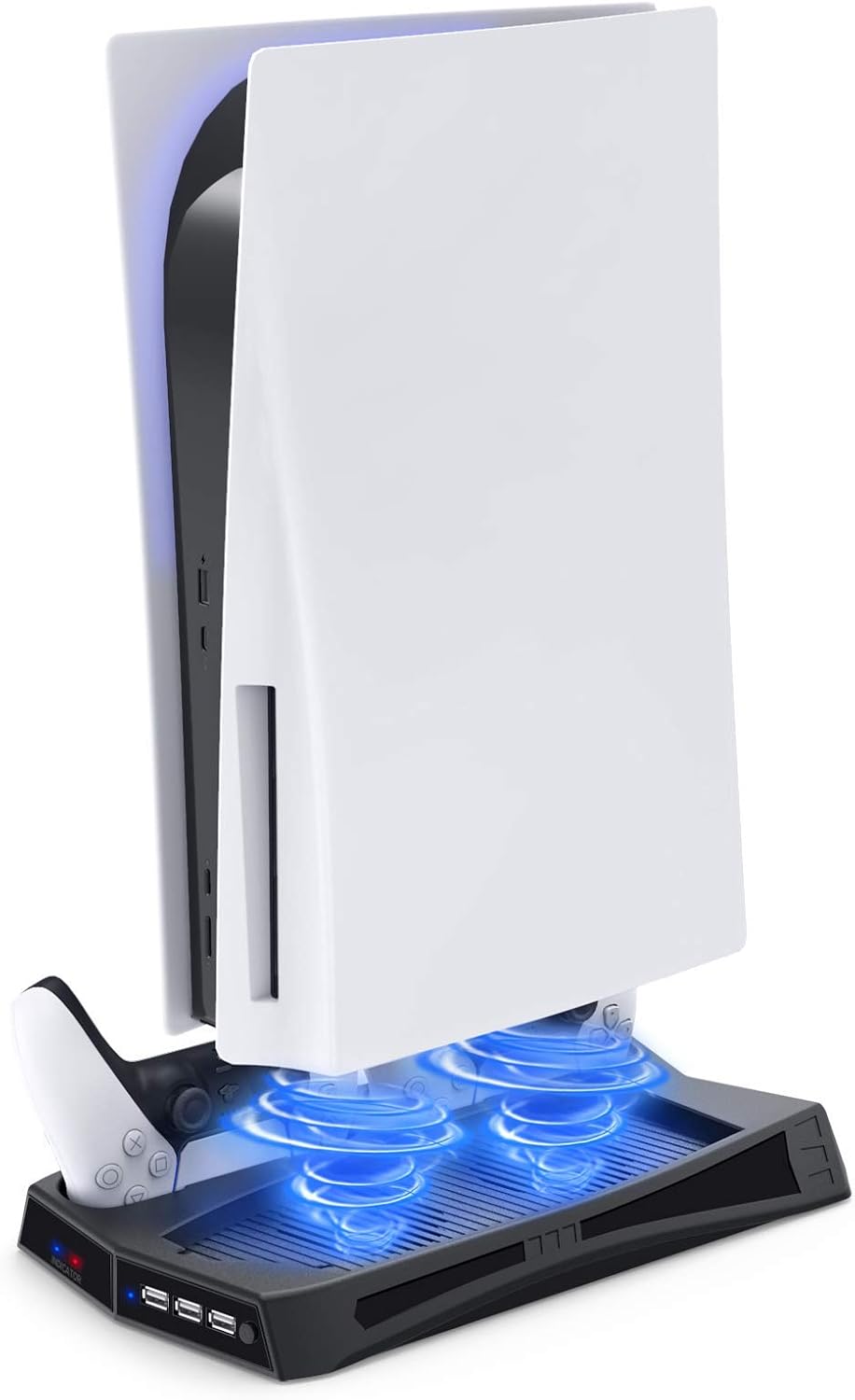 Vertical Stand Compatible with Playstation 5 with Cooling Fan Charging Station Cooler for PS5 Disc/Digital Edition, Cooling Stand with Dual Controller Charge Station Dock for DualSense Controller