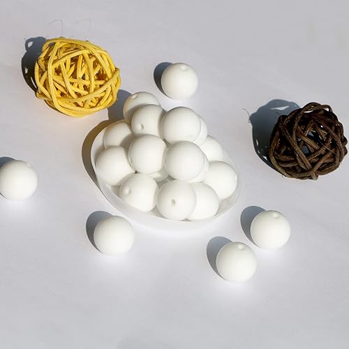 Miniatura 7 de 120 cuentas de silicona blancas de 0.472 pulgadas (0.472 in), cuentas sueltas de silicona a granel para hacer llavero, pulsera, joyería artesanal