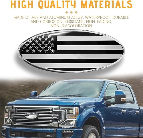 Miniatura 6 de Kutyun Emblema de bandera estadounidense para Ford para parrilla delantera, repuesto para emblema de Ford, emblema ovalado de aluminio de 9
