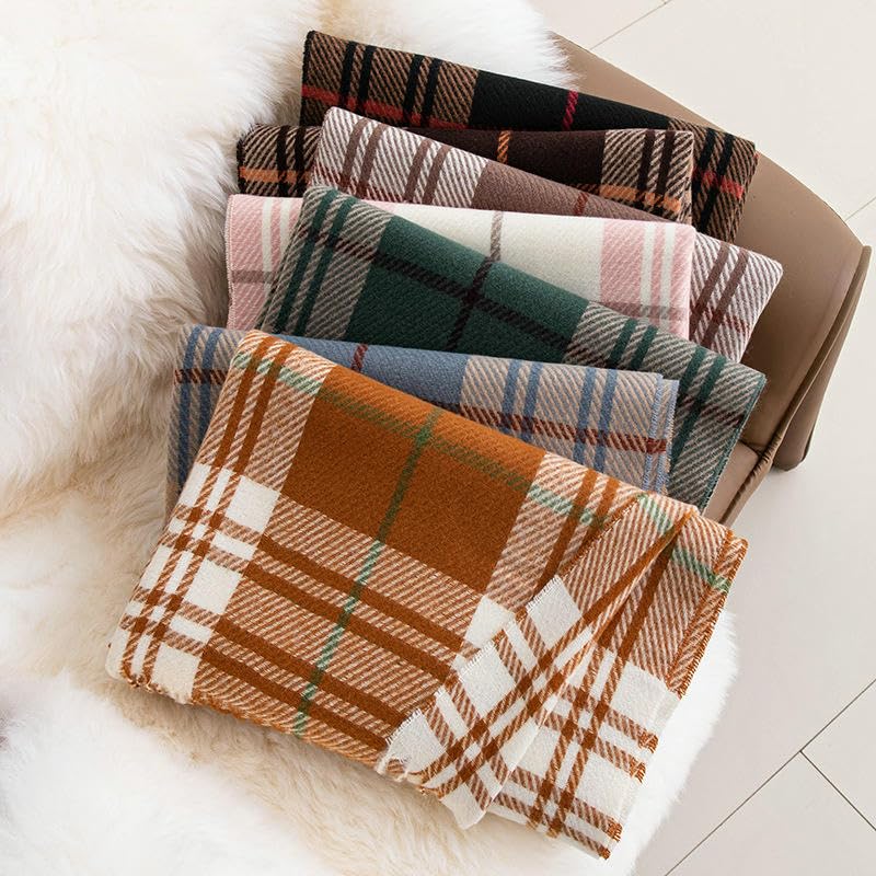 Scarf 2 Piezas De Bufandas De Punto Grueso Y Suave Con Borlas A Cuadros Para Hombres Y Mujeres En Otoño E Invierno