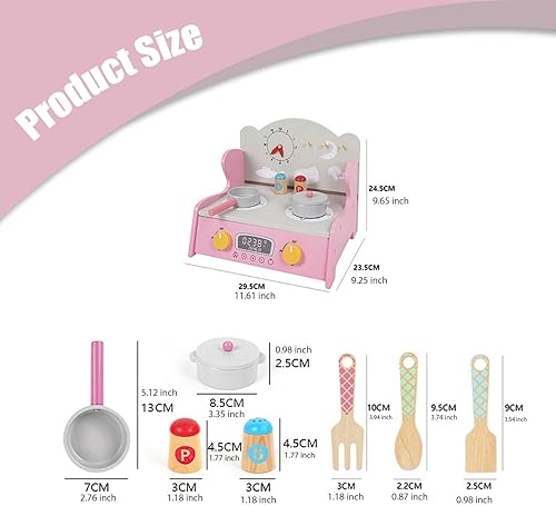 Miniatura 2 de Wooden Play Kitchen Set for Kids, Pretend Play Cooking Toys with Accessories, Preschool Learning Toy, Fine Motor Skills, Birthday Gift for Toddlers-