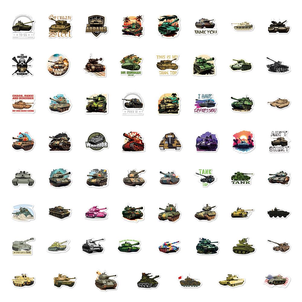 50 Pcs Tank Stickers for Kids Teens Adults Boys Girls Gift,Stickers Pack for Laptop,Skateboard,Luggage,Car,Bike - Image 3
