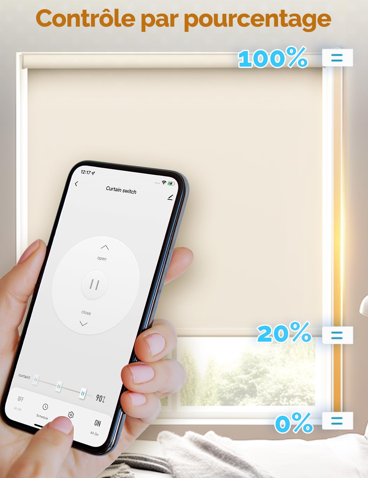 MOES WiFi 2.5D Interrupteur de Rideau Tactile | Commutateur de volet roulant intelligent, compatible avec Smart Life, Alexa et Google Home