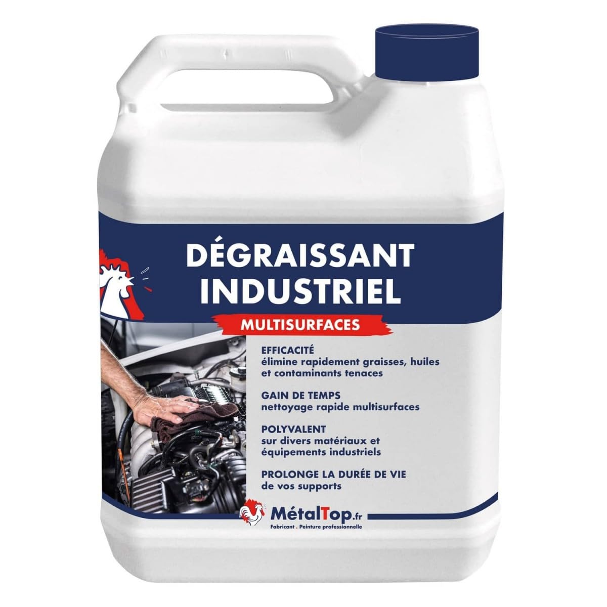 Métaltop - Degraissant Industriel - 5 L - Diluant dégraissant professionnel pour moteur, jante, carrosserie, chaine, etc