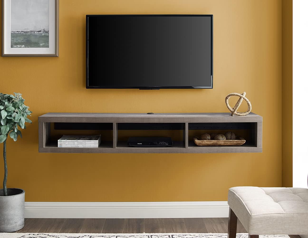 Martin Furniture Floating Tv Console, 60", Light Brown