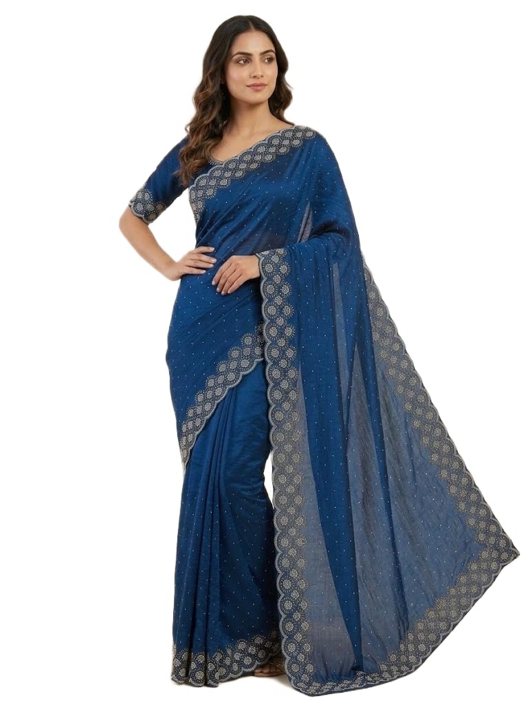 Chiffon Saree for Women Lightweight Soft Elegant Traditional Saree with Embroidered Border Breathable Fabric Stylish Ethnic Saree Comfortable Party Festival Outfit-image-8