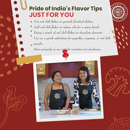 Miniatura 6 de Pride of India  Hojuelas de chile rojo 1.27 oz (36 g) Frasco pequeño con doble tamiz  Especia gourmet, imprescindible culinario  Calor agradable,