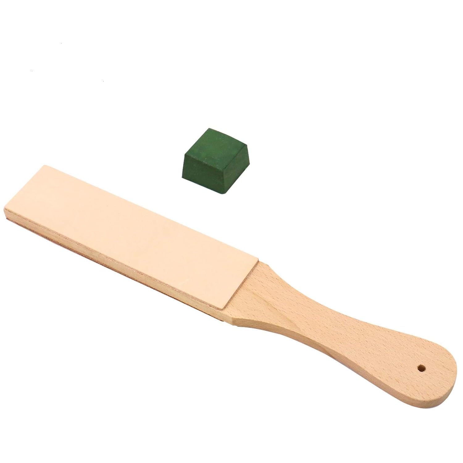 AQUEENLY Leather Strop Block with Polishing Compounds, Double Sided