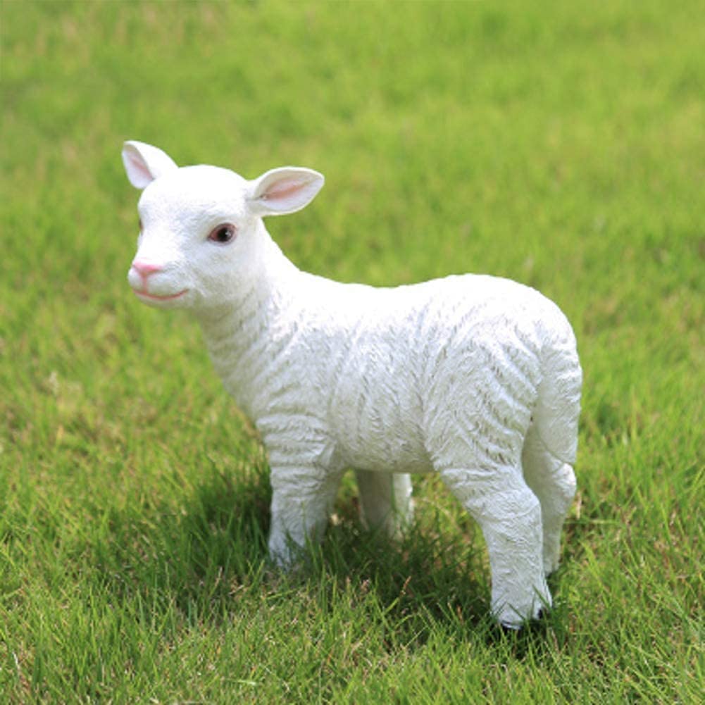 MNUvxzaewf Garden Statues Outdoor Decor Balcony Figurine Lamb, Resin Animal Sculptures Patio Yard Standing Sheep Farm(Whitea,21x8x22cm)