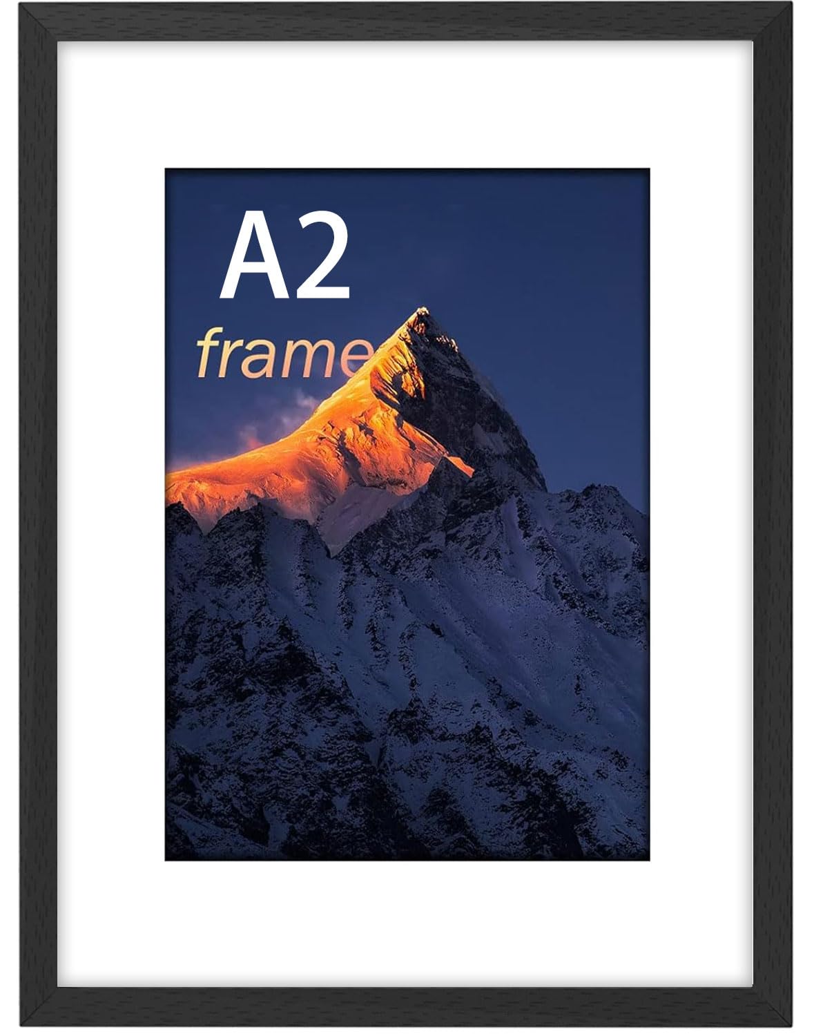 wyewye A2 Frame, Wooden A2 Picture Frames, Versatile Black Frame, Dual Orientation (Landscape/Portrait), Includes Wall Hooks - Wall Mount for Home, Office, Gallery
