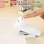 Honagu Cartoon Mini Silicone Stapler with Staples, 35 Sheet Capacity, Cartoon Stereo Modelling, Gift for Student or Office Use (White Puppy)