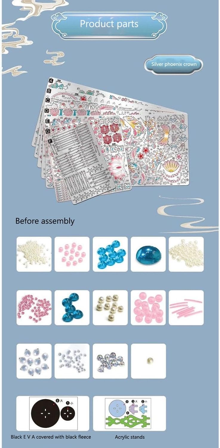 3Dメタルパズル DIY金属製フェニックスクラウンモデルキット、伝統的な中国の結婚式のヘッドドレスディスプレイ中国スタイル(Pear