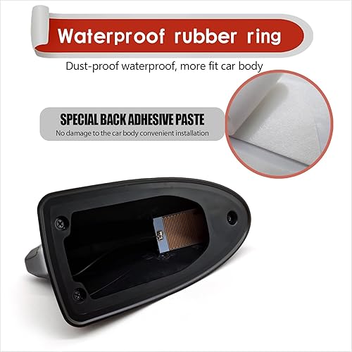 Miniatura 4 de 1 antena de aleta de tiburón para automóvil, base de antena de señal de radio AMFM decorada con bandera estadounidense con recogida de señal,