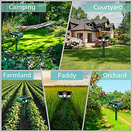 Hpdfcu Ultrasonic Dog Chaser, Solar Ultrasonic Outdoor Animal Deterrent With Motion Sensor Hunter Equipment, Protect Courtyards, Lawn Gardens And Fruit Trees. Suitable For Cat, Dog, Rabbit, Miceetc. #TOP6