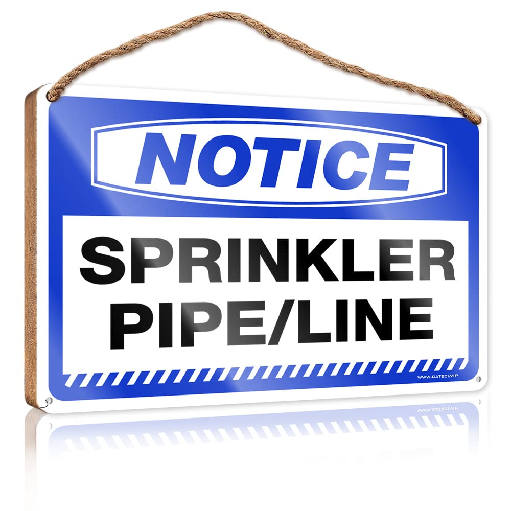 FRINTOXA Home Wood Sign Notice Sprinkler Pipe/Line Wooden Sign(15X28CM)
