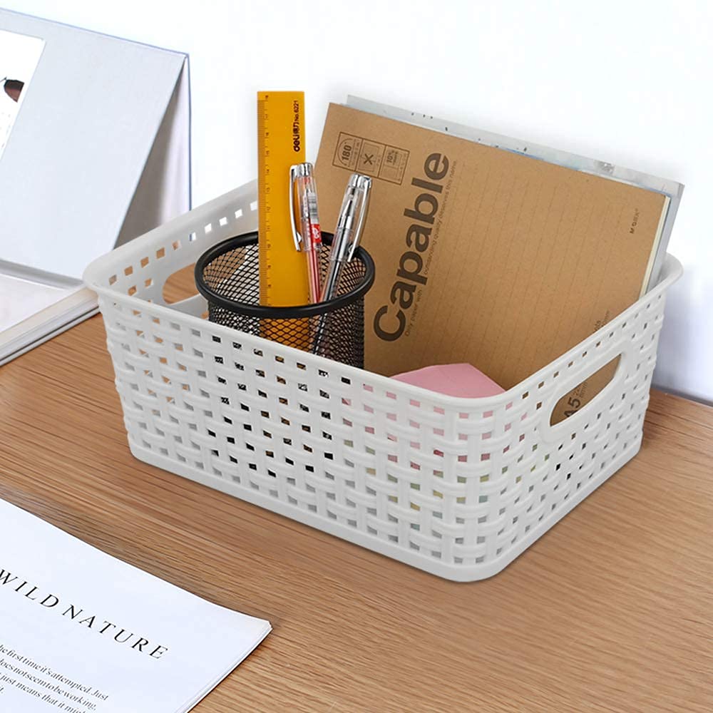 Square Plastic Woven Baskets - Set Of 6 - Kaplan