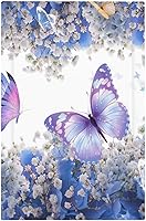 Vista 93 de Cubierta de interruptor de luz de 3 cuadrillas con diseño de flores azules púrpuras, cubierta de placa de pared de triple palanca, arbustos florales