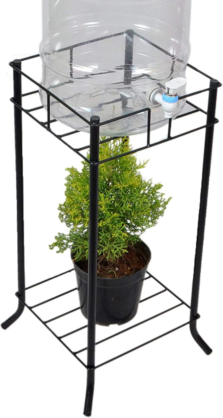 Dime Store Metal Water Dispenser Stand Bottle Holder Water Pot / Can Holder For Kitchen Home Office Schools Hospitals - 20 L (Square Shape, Black)