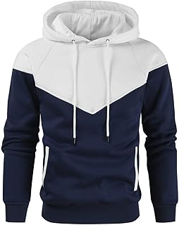 Patchwork Hoodies for Men Oversize: Hoodie Men's Hooded Sweatshirts Long Sleeve Hoodie Sports Sweatshirt Cotton Long Sleeve Sweat Jacket Warm Pullover Hip Hop Streetwear