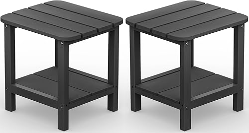 Miniatura 50 de SERWALL Mesa auxiliar Double Adirondack, Mesa auxiliar de forma rectangular, Negra