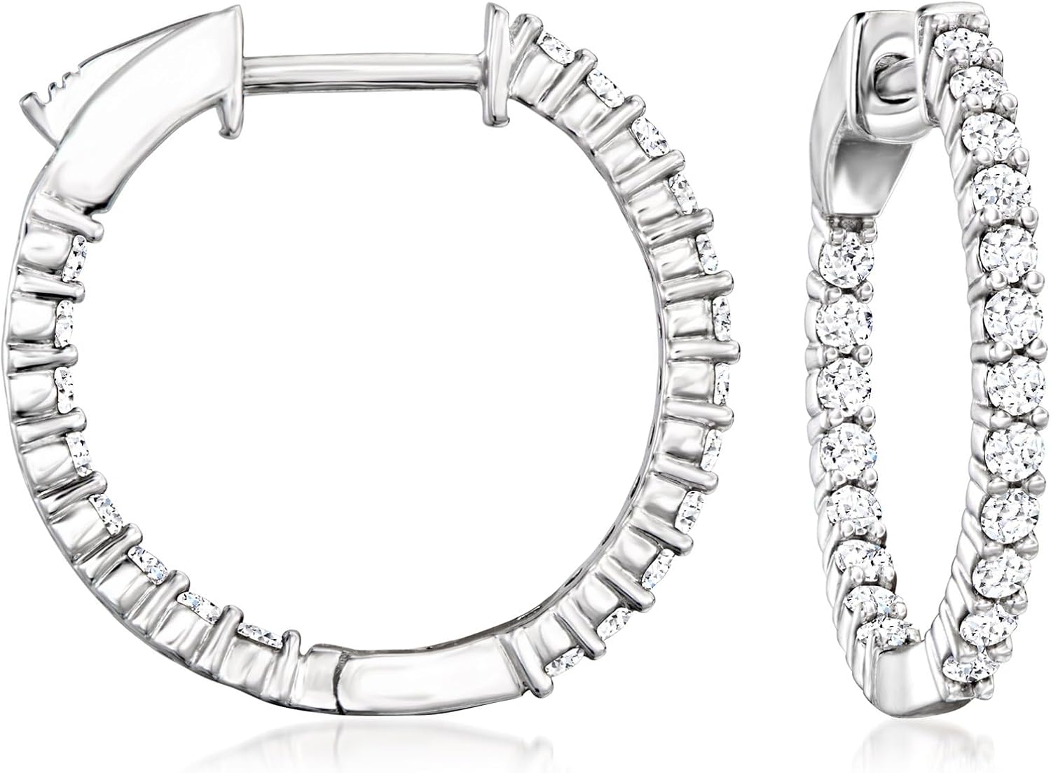 Ross-Simons 0.50 ct. t.w. Lab-Grown Diamond Inside-Outside Hoop Earrings in Sterling Silver