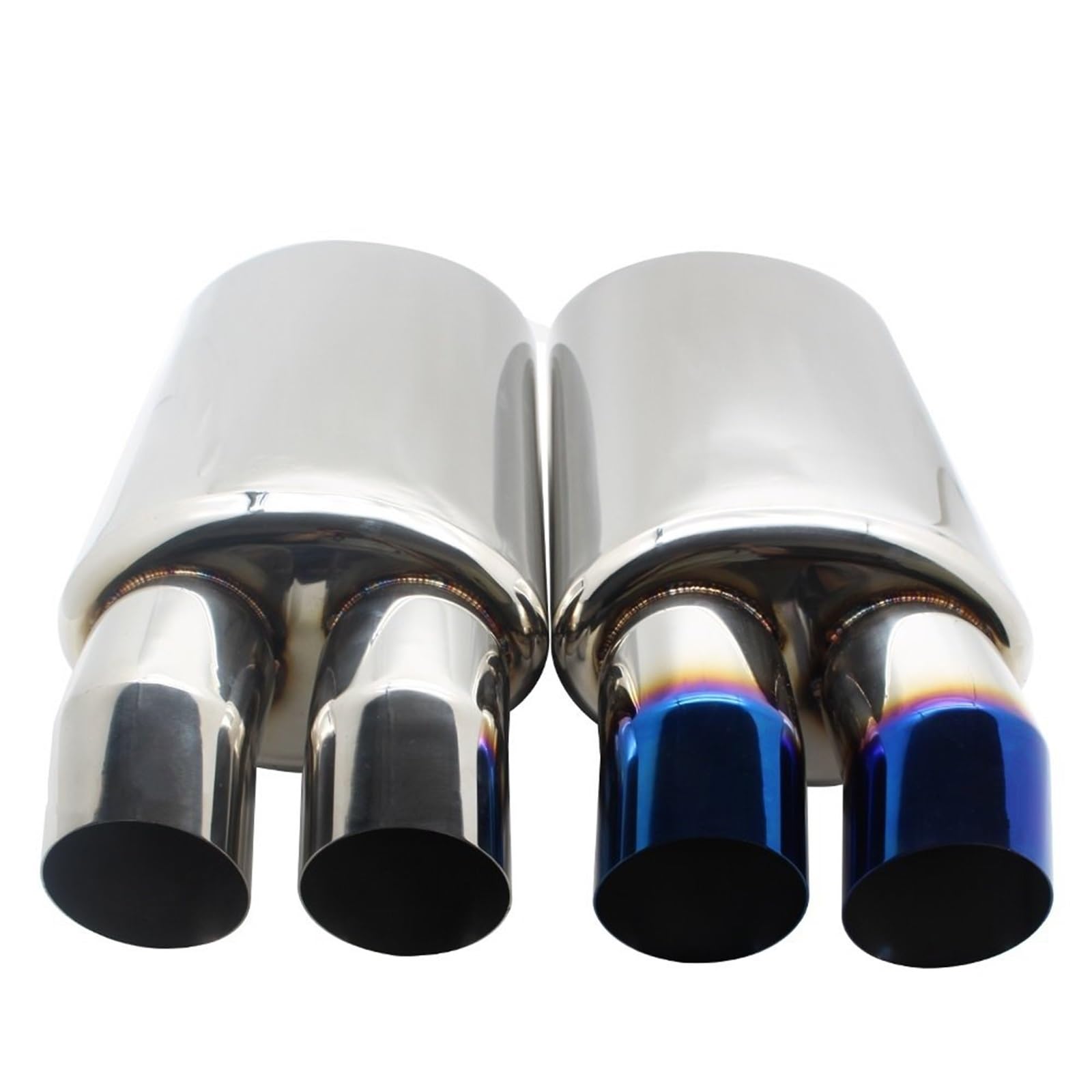 Car Silencer Akcesoria samochodowe układy wydechowe rura tłumika M bęben uniwersalny nierdzewny spalany niebieski srebrny tłumik podwójny eksport 63MM 76MM(Bend Blue 63mm)