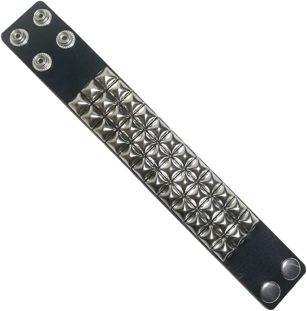 Jassion&Rainy Punk Pyramid Studded Alloy Nail Vegetable Tanned Leather Bracelet 3.3cm - Image 7