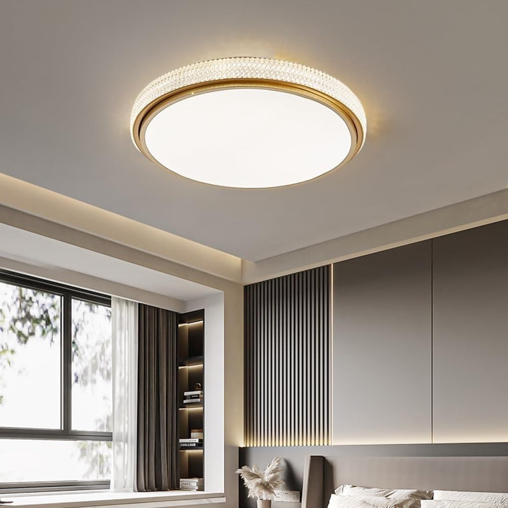 Modern Ceiling Light Fixture, 3-color Dimming LED Round Flush Mount Ceiling Lighting, Minimalist Close to Ceiling Lamp for Kitchen Hallway Bedroom Bathroom Laundry Living Room