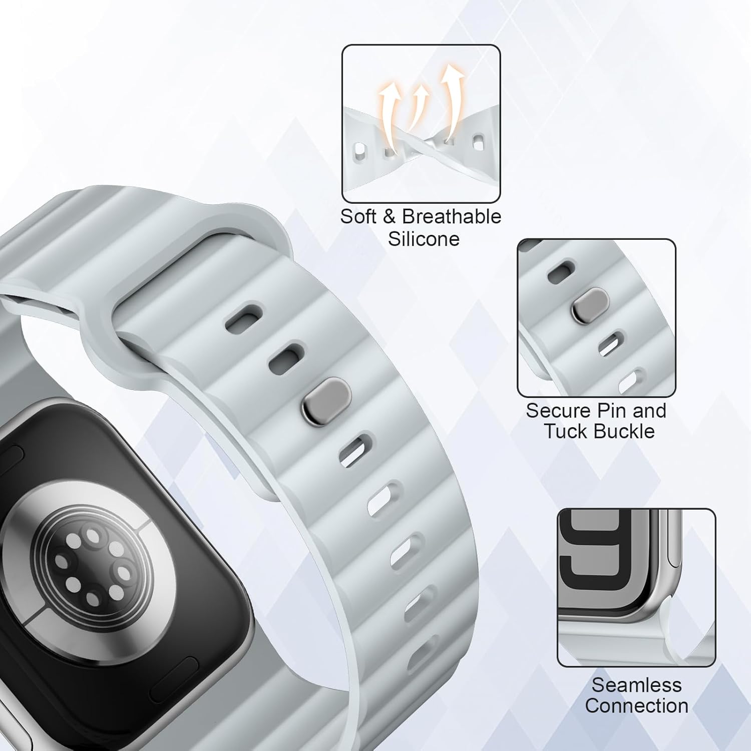 6 Pack Sport Bands for Apple Watch Ultra/3/2 Band 49mm 46mm 45mm 44mm 42mm 41mm 40mm 38mm iWatch Bands for Men Women,Waterproof Silicone Strap Wristband for Apple Watch Series 11 10 9 8 7 6 5 4 SE 3/2 - Image 4