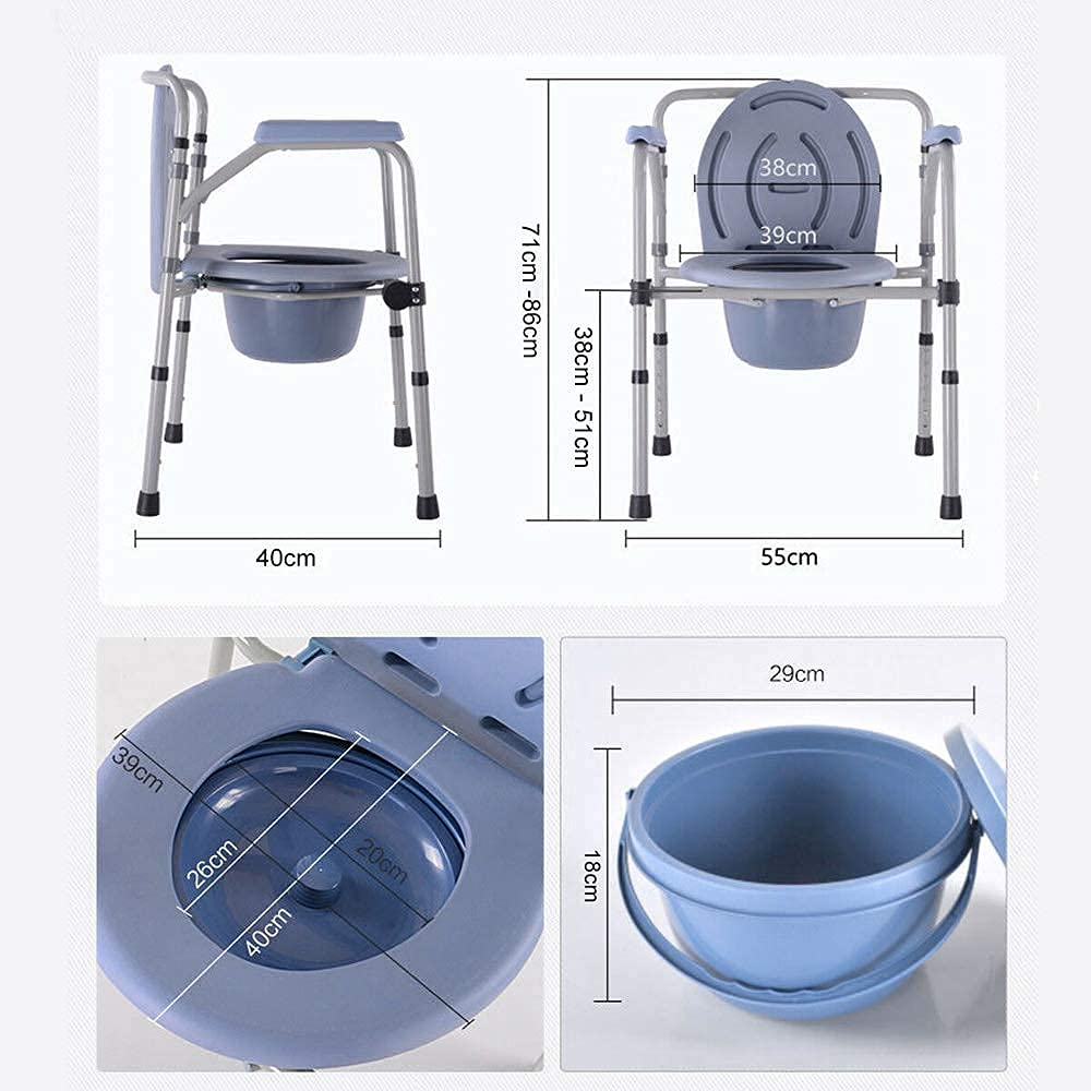 Rehamo Folding Walker Commode Chair for Elderly, Disabled & Adults