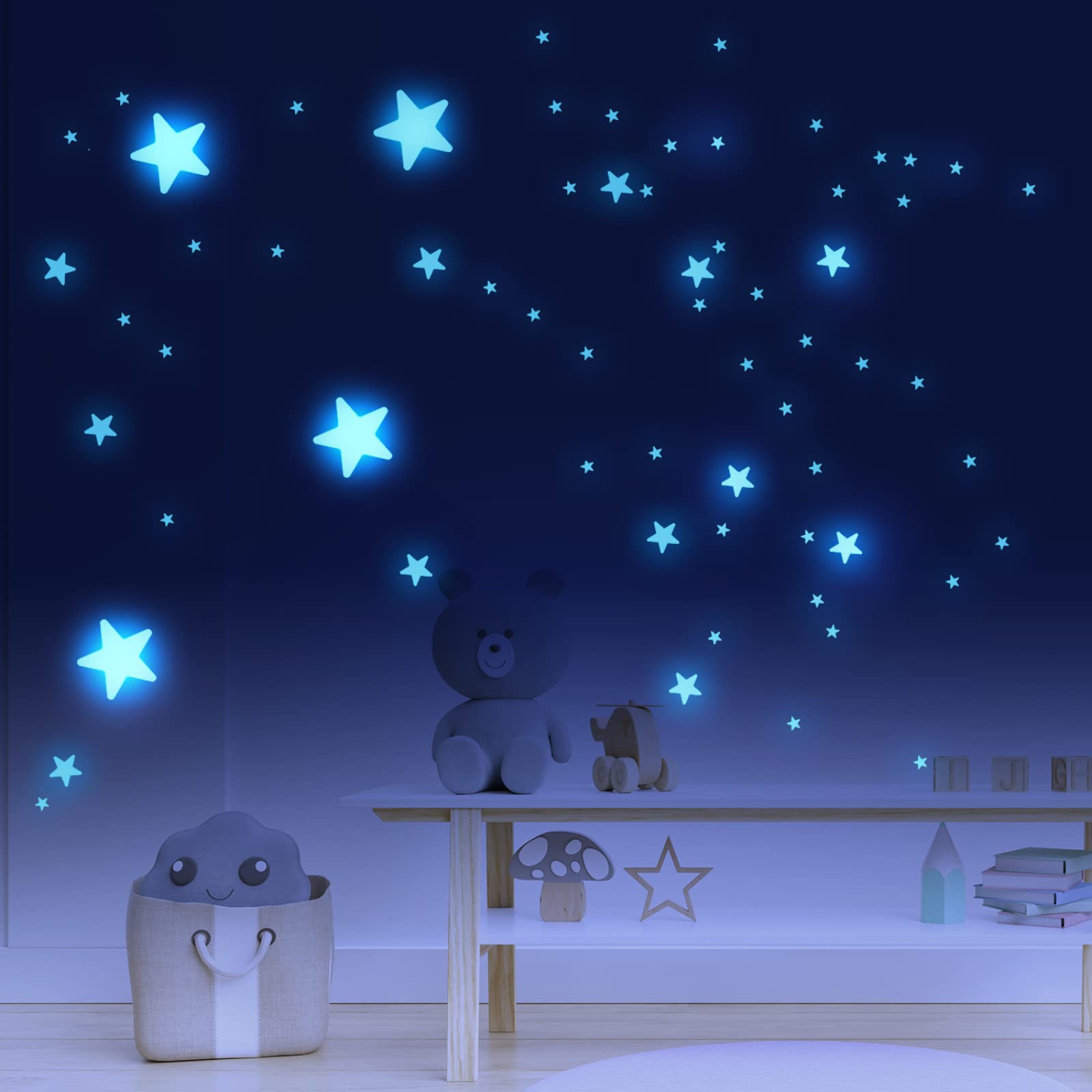 Stickers Muraux Impression Étoile Verte Stickers Muraux DIY Enfants Etoiles Phosphorescentes Plafond Etoile Fluorescente Chambre Enfant Adulte pour Salon Chambre Cadeau 3 Pièces