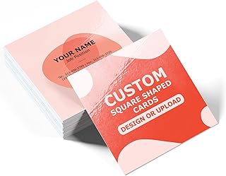 Custom Square Business Cards, Add Logo and Text, Personalize Your Design,14 pt. Gloss Paper, Print Front and Back, Square, 2” x 2”, 50 QTY
