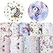 9 Pcs 8" x 13" (20cm x 34cm) Faux Leather Sheets Printed Fabric Unicorn Printed Thick Canvas Back Craft DIY Craft Assorted Colors (9 Mixed)