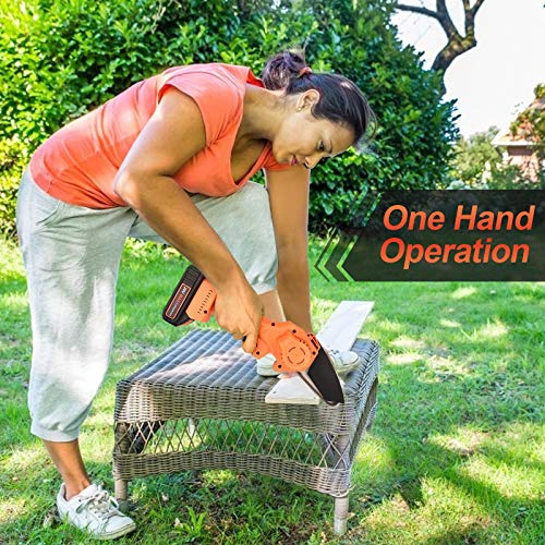 Mini Chainsaw Cordless 20V 2pcs Batteries, GOXAWEE 4 Inch Electric Power Chain Saw, One-Hand Operated Portable Wood Saw for Farming Tree Limbs, Garden Pruning, Bonsai Trunk, and Firewood