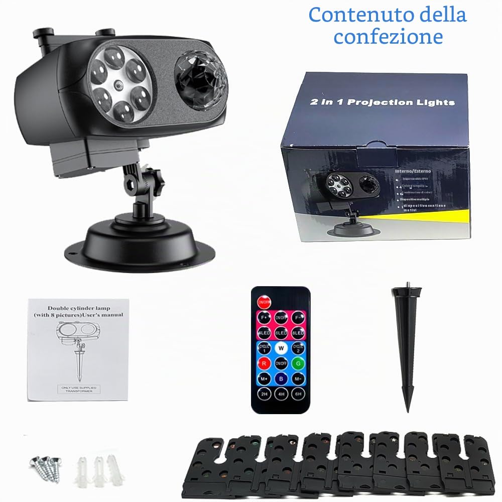 OBEST Proiettore LED Luci di Natale, 2 in 1 Esterni ed Interni Impermeabile per Halloween, Fiocchi di Neve con 10 Foglio 80 HD Motivi 10 Effetti Ondulati per Natale, Feste