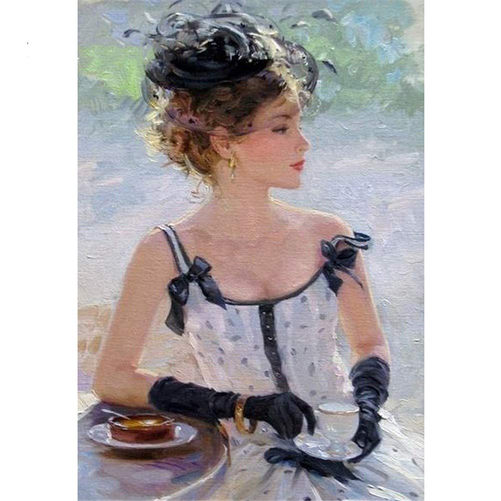 Peinture diamant femme élégante 5D strass carrés 80x100cm