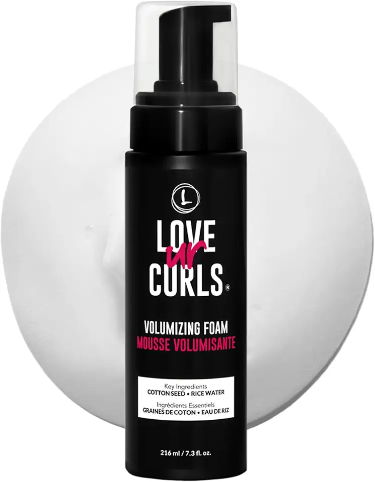 Love Ur Curls® Volumizing Foam, Lightweight Mousse for Curly Hair, Volume & Definition, Frizz Control, Soft Hold, Vegan, Silicone-Free, Quick-Drying, 7.3Fl. Oz.