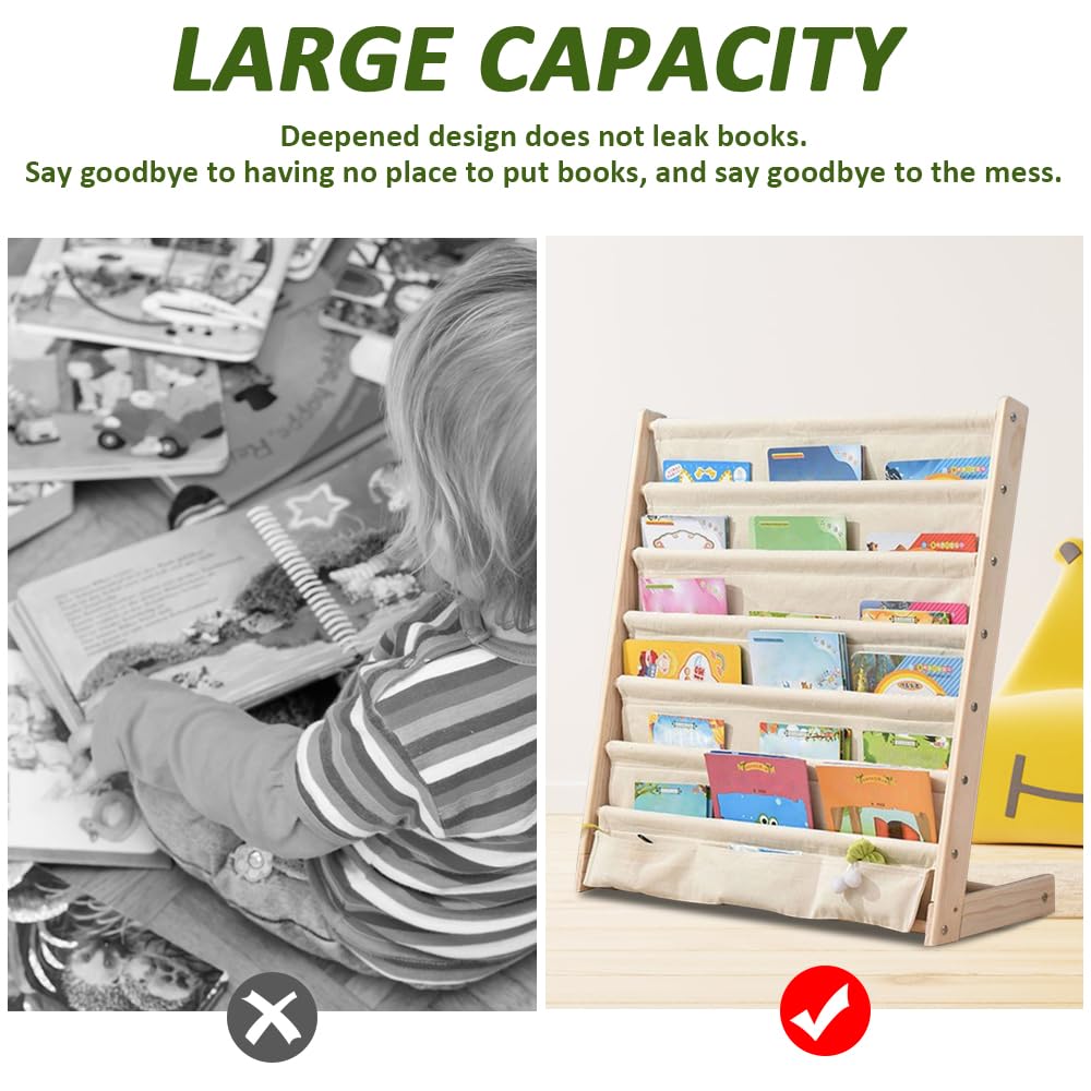 Libreria per bambini, in legno, multistrato, mobile, per libri illustrati, riviste, ideale per la camera dei bambini, organizzazione della camera da letto