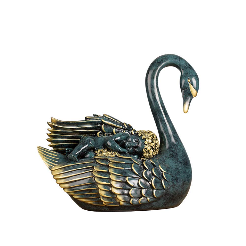 Ange couché sur un cygne pour décorer une pelouse fleurie ou un salon romantique