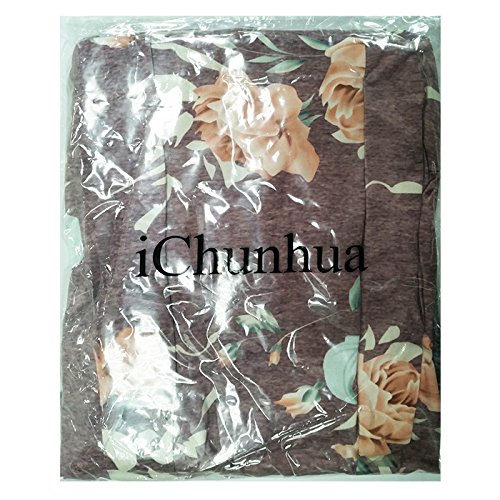 Image of iChunhua Women's Comfy Stretch Floral Print Drawstring Palazzo Wide Leg Lounge Pant