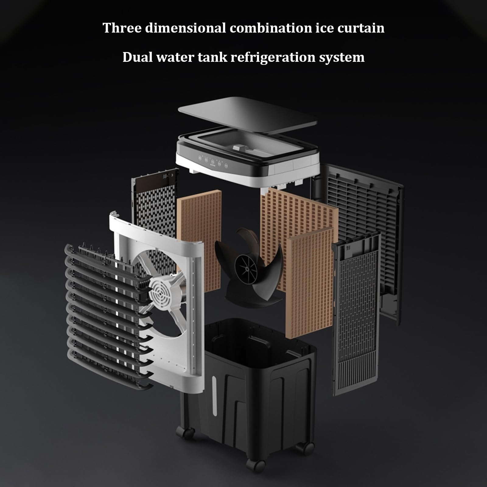 Climatiseur portable, rafraîchisseur d'air par évaporation avec minuterie 7,5 h, trois vitesses de ventilation réglables, petit climatiseur, idéal pour garage, usine, supermarché, domicile (Couleur :