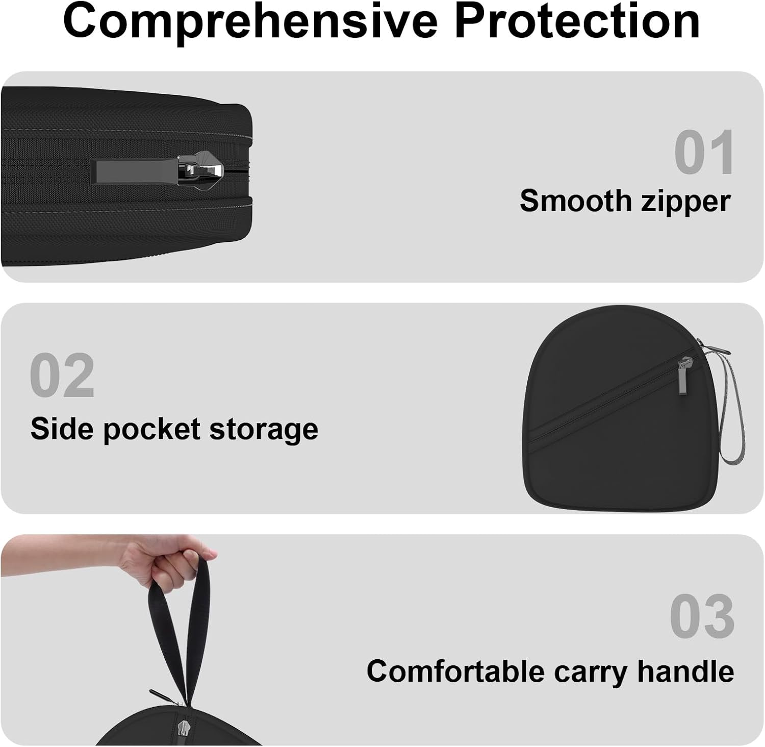 Headphone Headset Case Bag Compatible with JBL Tune/Sony/BERIBES/Soundcore by Anker/TOZO/KVIDIO/JLab/Bose On-Ear Headphones, Black - Image 3